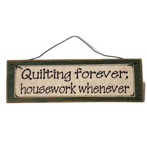 Quilting Forever Housework Whenever Decorative Sign Wooden Quilting Room Decor